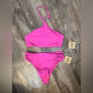 Free People x Toast Swim Apex Top & Cinch Bottom Size XS Purple Orchid